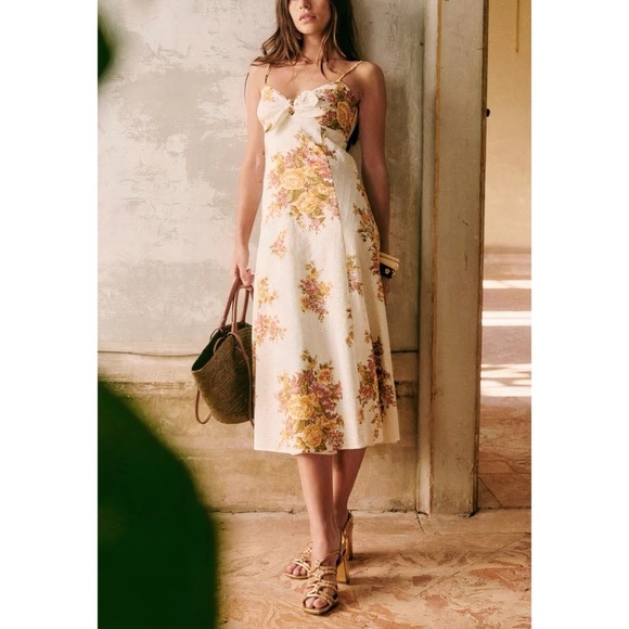 Sezane Dresses & Skirts - NWOT Sezane Midi Off-White Floral Chiaretta Cotton Dress